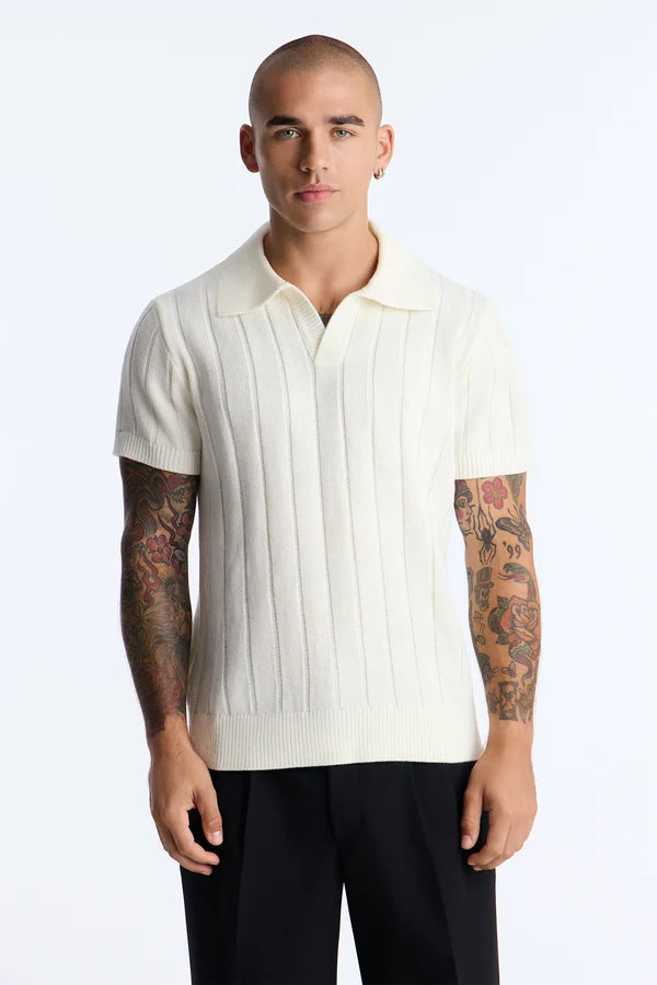 Standard Rib Knit Johnny Sweater Polo
