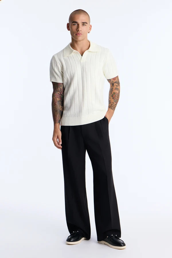 Standard Rib Knit Johnny Sweater Polo